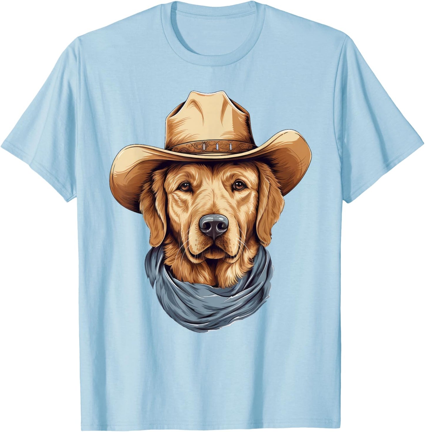 Golden Retriever Dog in Cowboy Hat Golden Retriever Lovers T-Shirt - T-Shirt | Light Blue