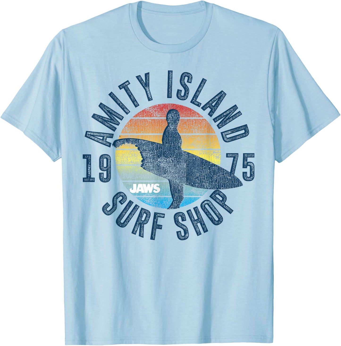 Jaws Amity Island Surf Shop 1975 Retro Logo T-Shirt - T-Shirt | Light Blue