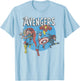 Marvel The Avengers Retro Group Shot Circle T-Shirt - T-Shirt | Light Blue
