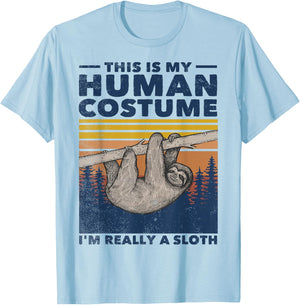 This Is My Human Costume I'm Really A Sloth Cute Halloween T-Shirt - T-Shirt | Light Blue