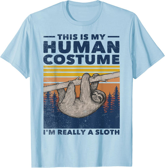 This Is My Human Costume I'm Really A Sloth Cute Halloween T-Shirt - T-Shirt | Light Blue