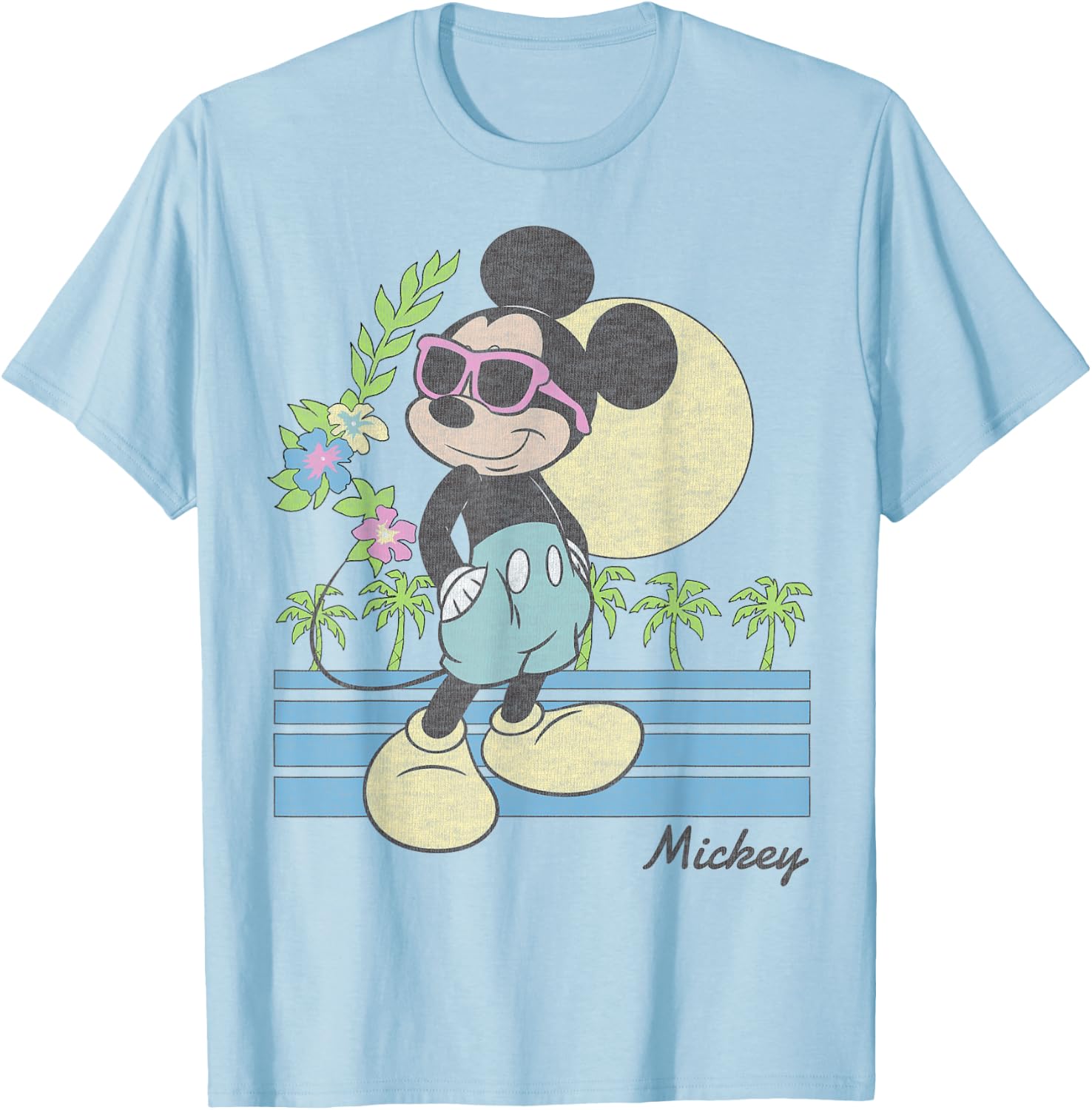 Disney Mickey and Friends Mickey Retro Beach Small T-Shirt - T-Shirt | Light Blue