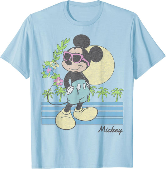 Disney Mickey and Friends Mickey Retro Beach Small T-Shirt - T-Shirt | Light Blue