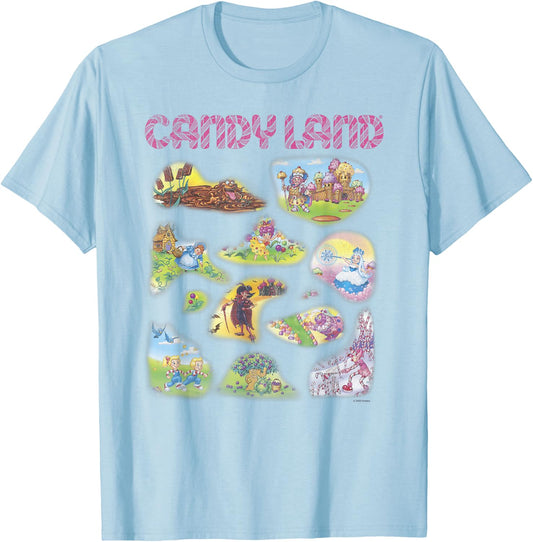 Candy Land Vintage Game Board Locations Textbook T-Shirt - T-Shirt | Light Blue