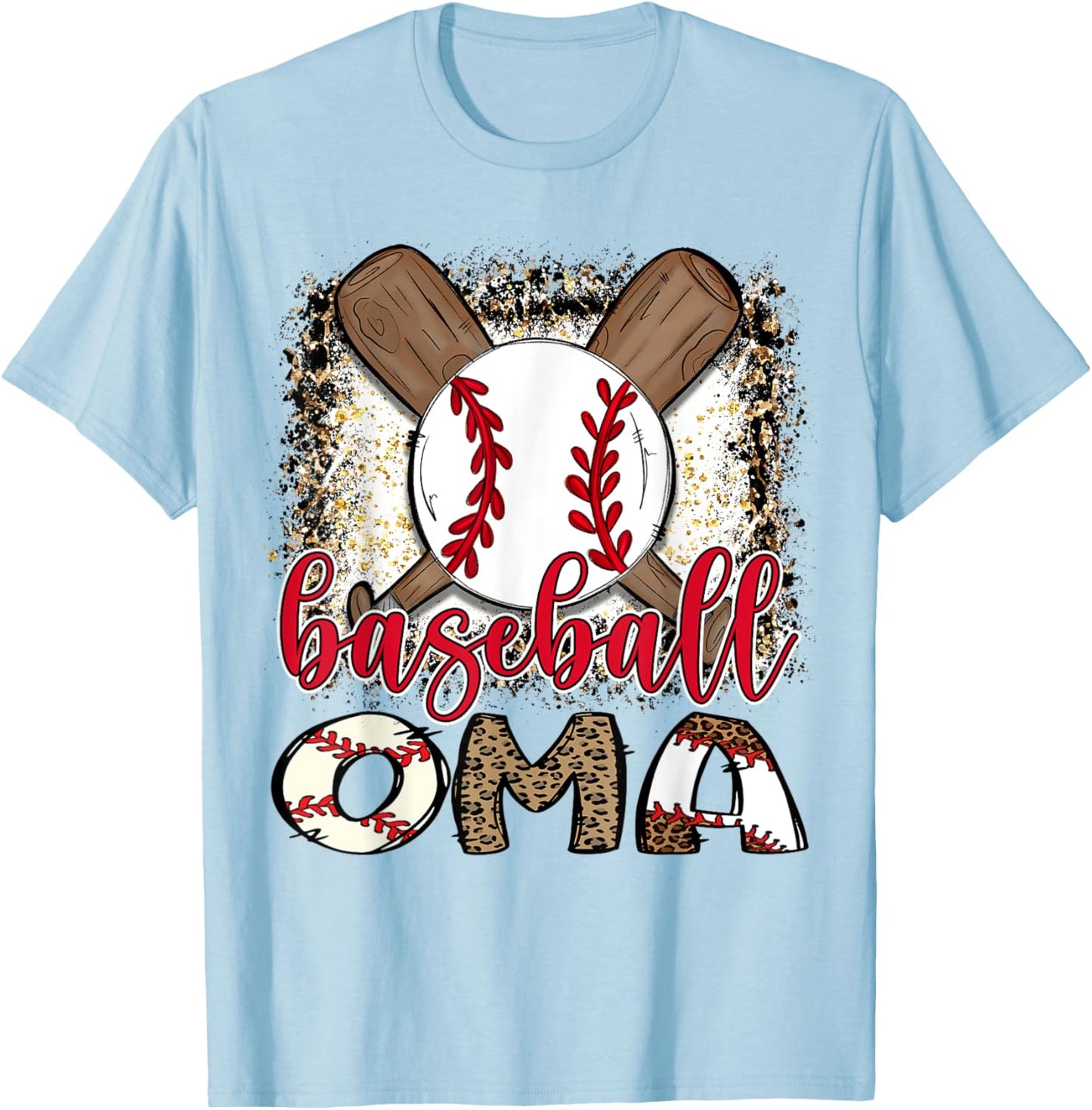 Baseball Oma Leopard Proud Ball Oma T-Shirt - T-Shirt | Light Blue