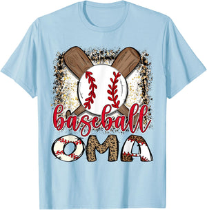 Baseball Oma Leopard Proud Ball Oma T-Shirt - T-Shirt | Light Blue
