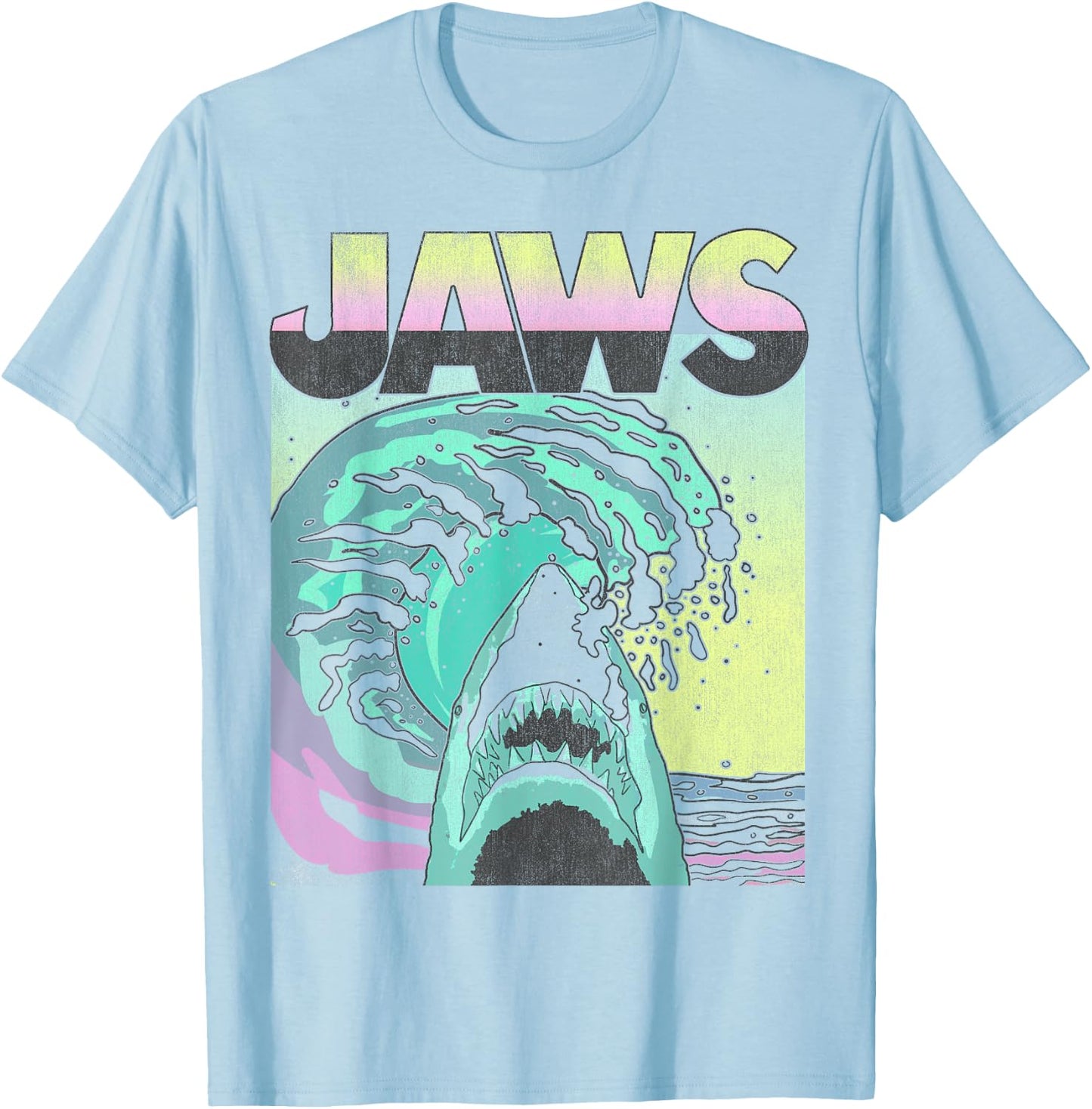 Jaws Retro Wave Poster T-Shirt - T-Shirt | Light Blue
