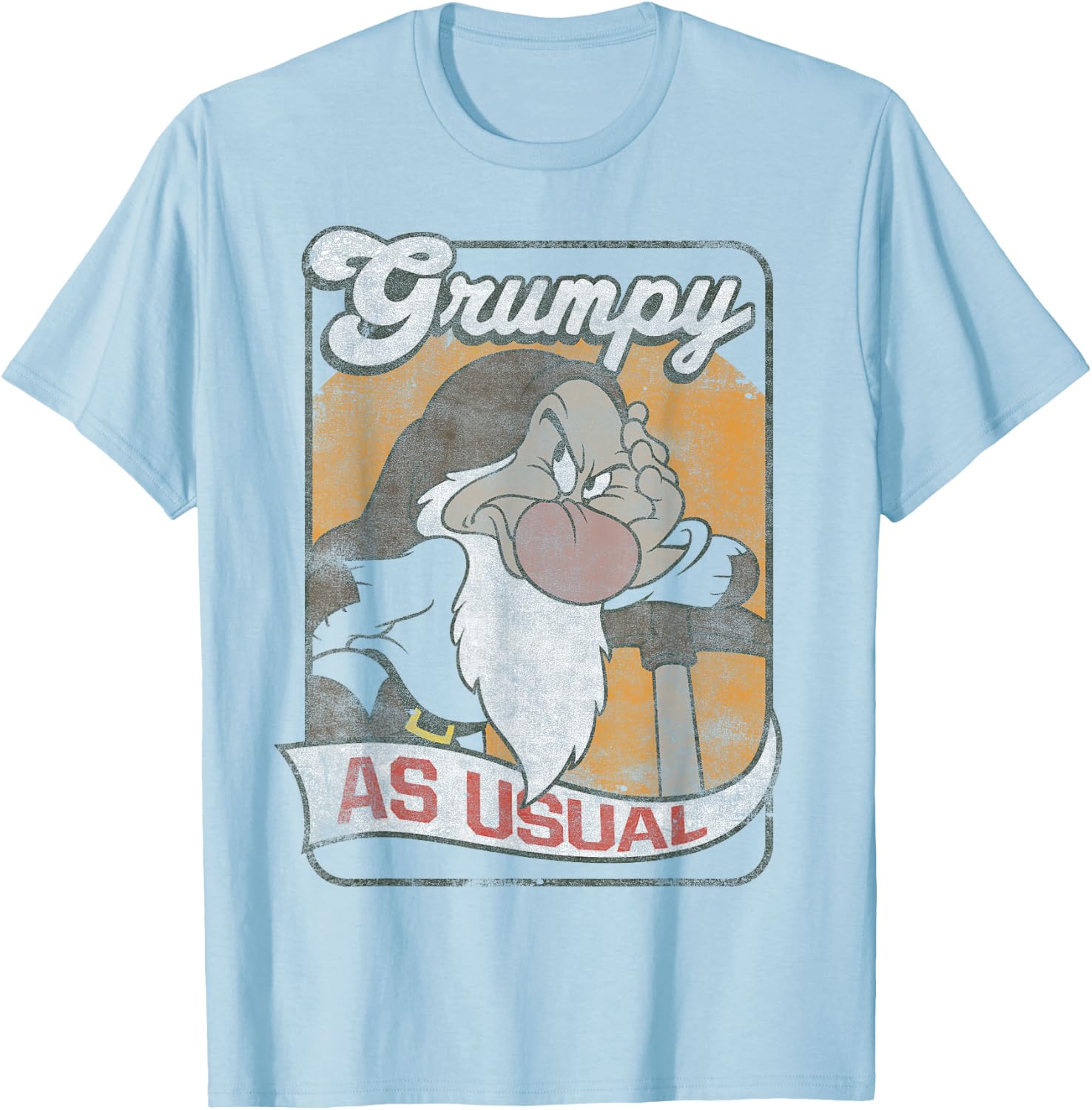 Disney Snow White Grumpy As Usual Vintage Card T-Shirt - T-Shirt | Light Blue