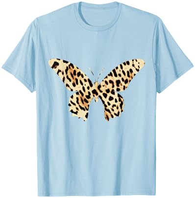 Cheetah Leopard Animal Print Butterfly T-Shirt - T-Shirt | Light Blue