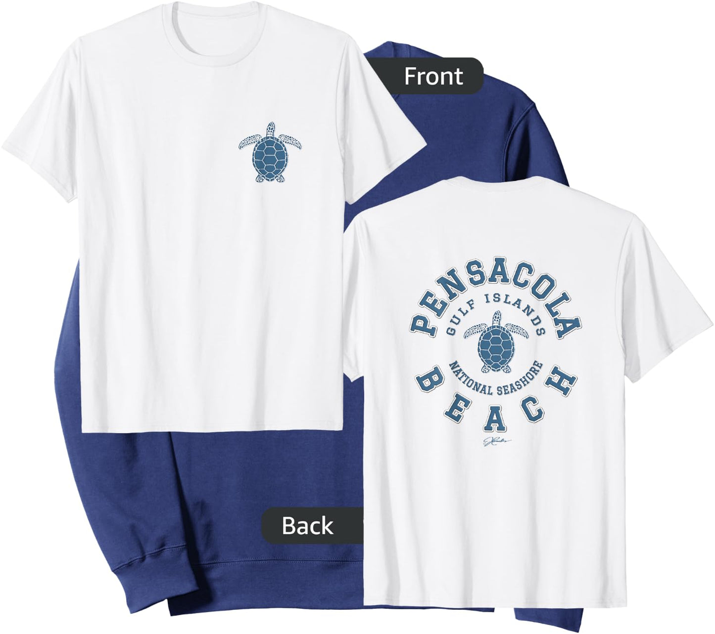 JCombs: Pensacola Beach, FL, Sea Turtle (Two-Sided) Sweatshirt - Sweatshirt | Navy