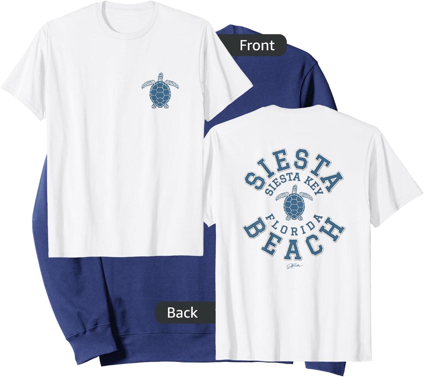 JCombs: Siesta Beach, Siesta Key, FL, Sea Turtle (Two-Sided) Sweatshirt - Sweatshirt | Navy