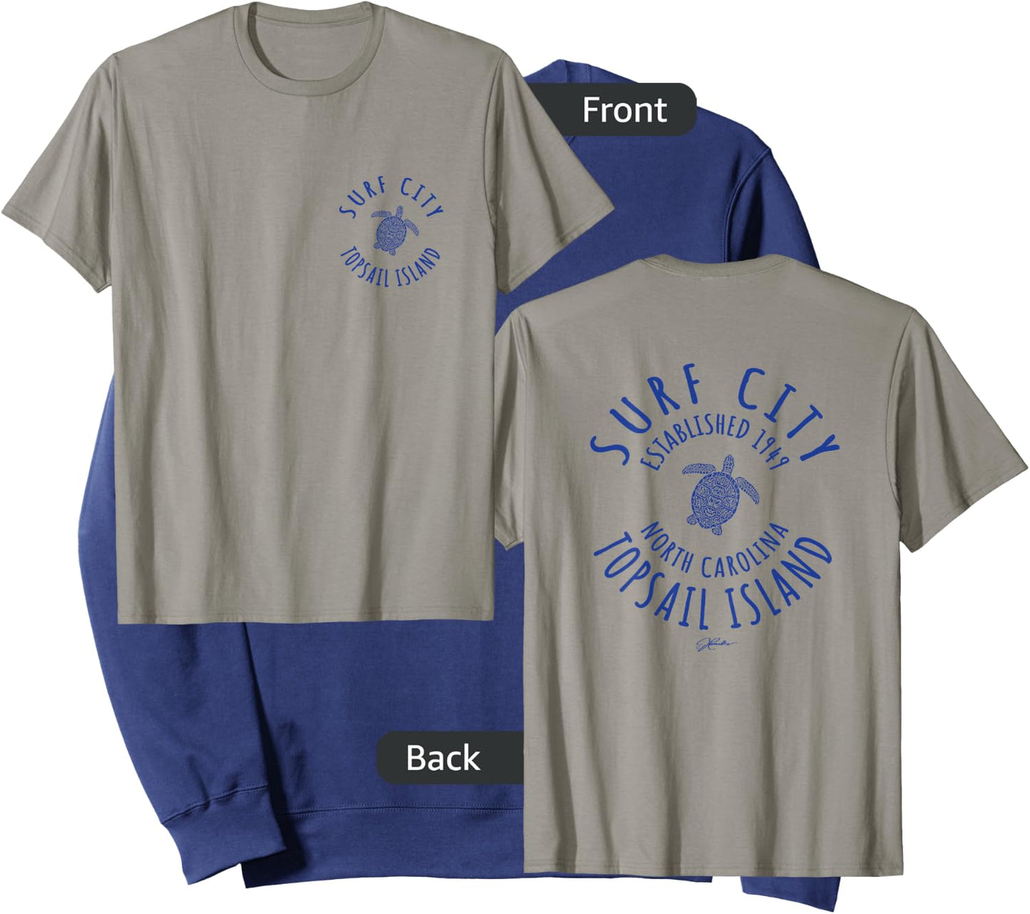 JCombs: Surf City, Topsail Island, NC, Sea Turtle (2-Sided) Sweatshirt - Sweatshirt | Navy