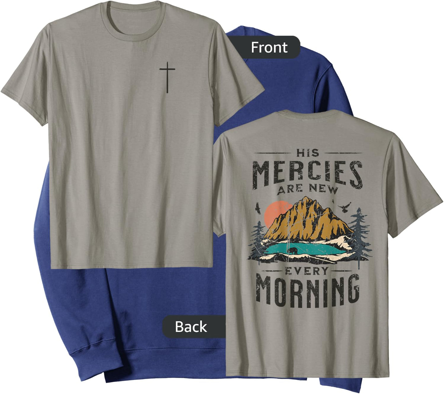 His Mercies Are New Every Morning Christian (On Back) Sweatshirt - Sweatshirt | Navy