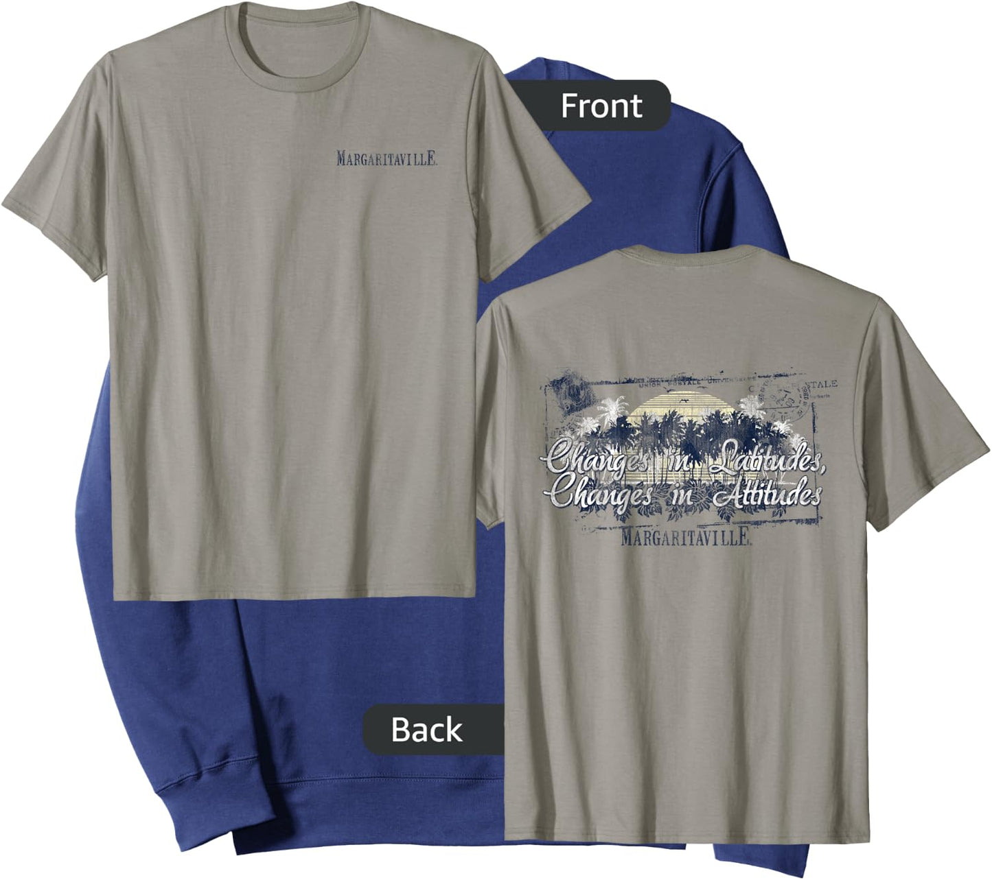 Margaritaville Changes in Latitudes, Changes in Attitudes Heather Grey Women's Classic Fit Cotton/Polyester Blend Sweatshirt - Sweatshirt | Navy