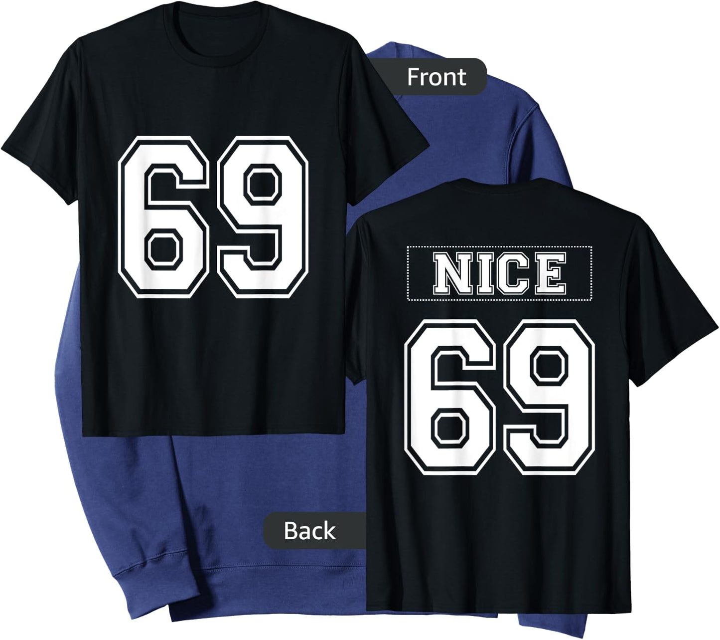 69 Nice - Mock Football Sports Jersey - White Text Sweatshirt - Sweatshirt | Navy