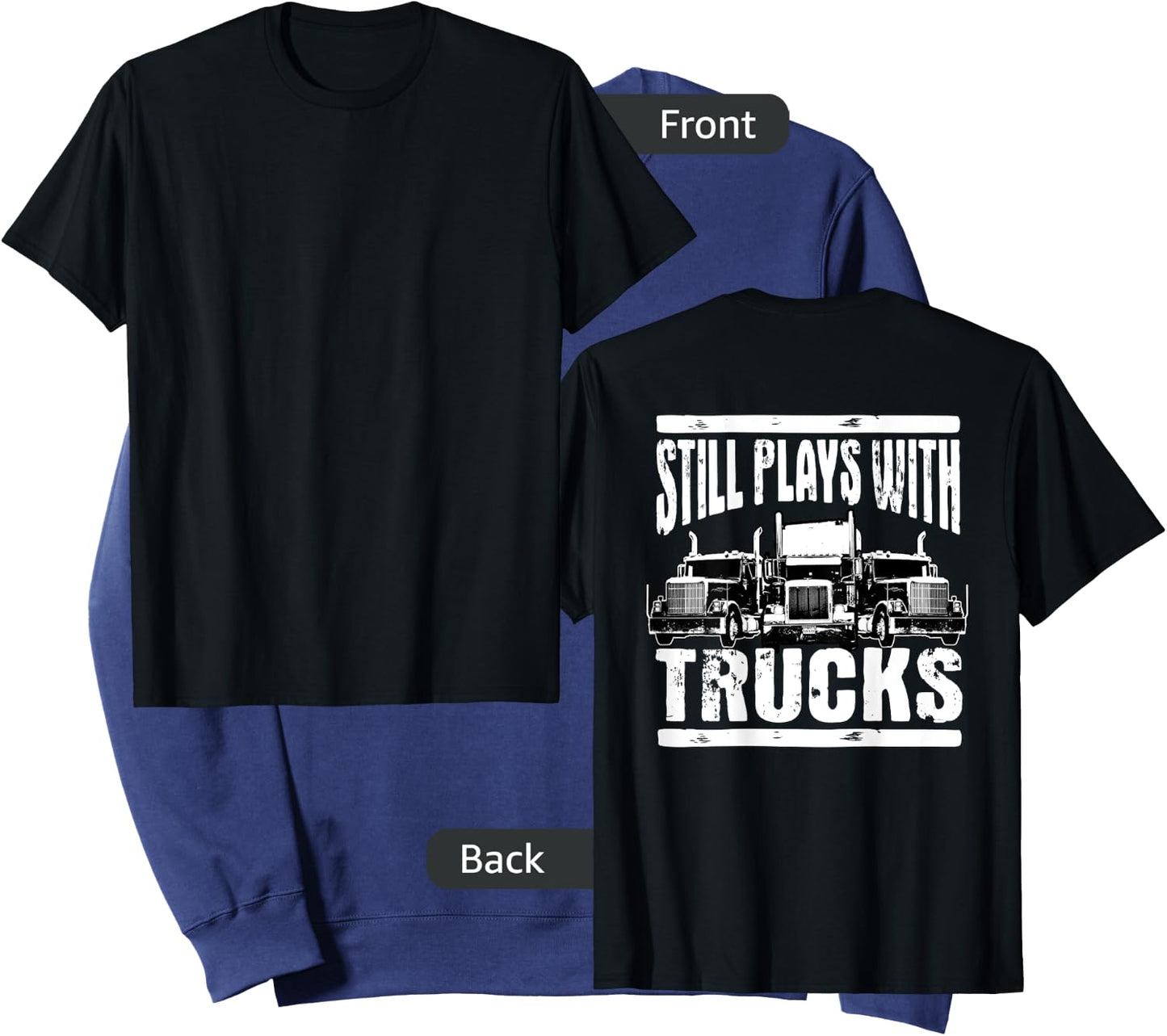Trucker Tractor Trailer 18 Wheeler Design On Back Sweatshirt - Sweatshirt | Navy