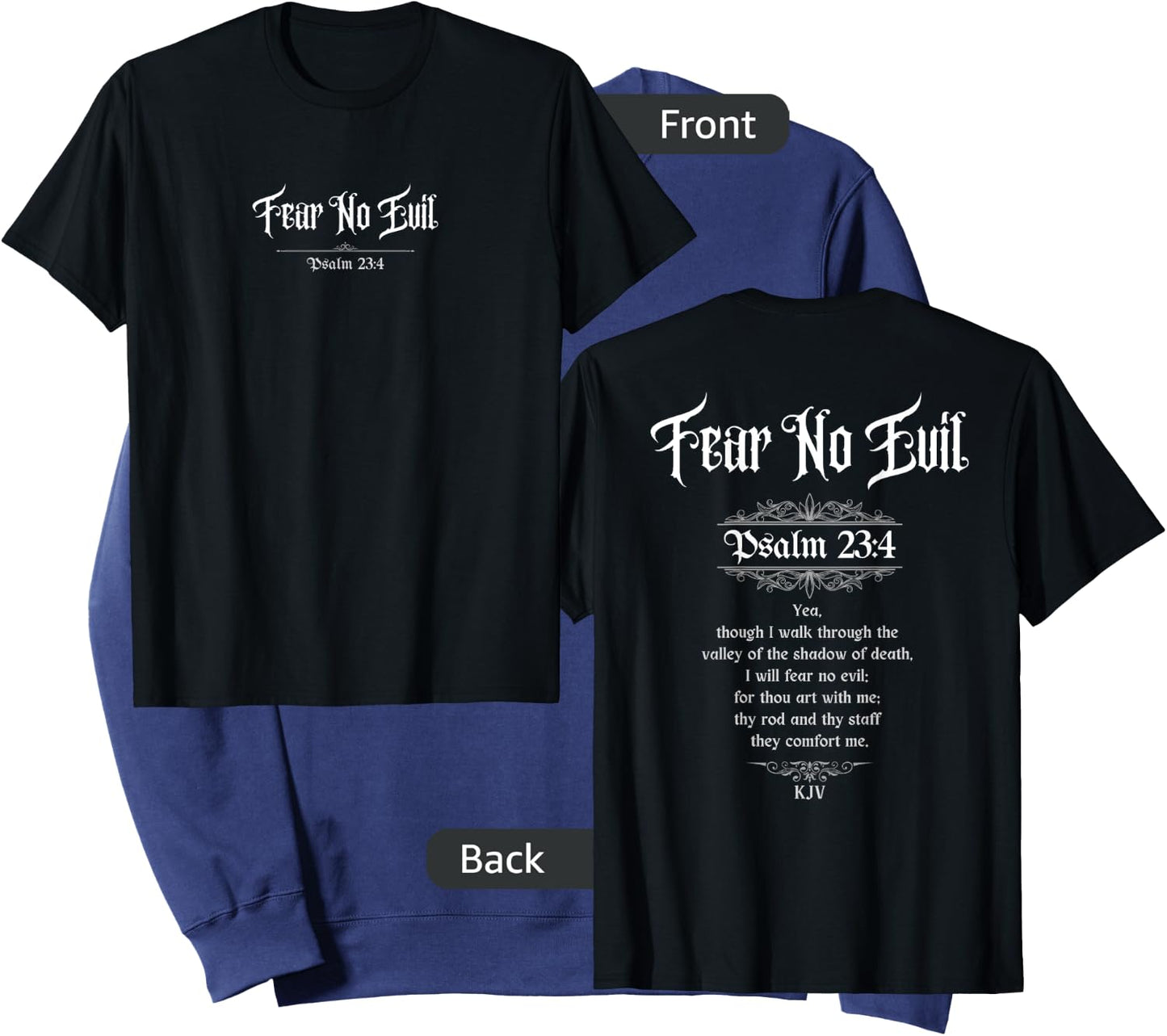 Jedidiah Sousa Fear No Evil Psalm 23:4 Women's Black Cotton Sweatshirt - Sweatshirt | Navy
