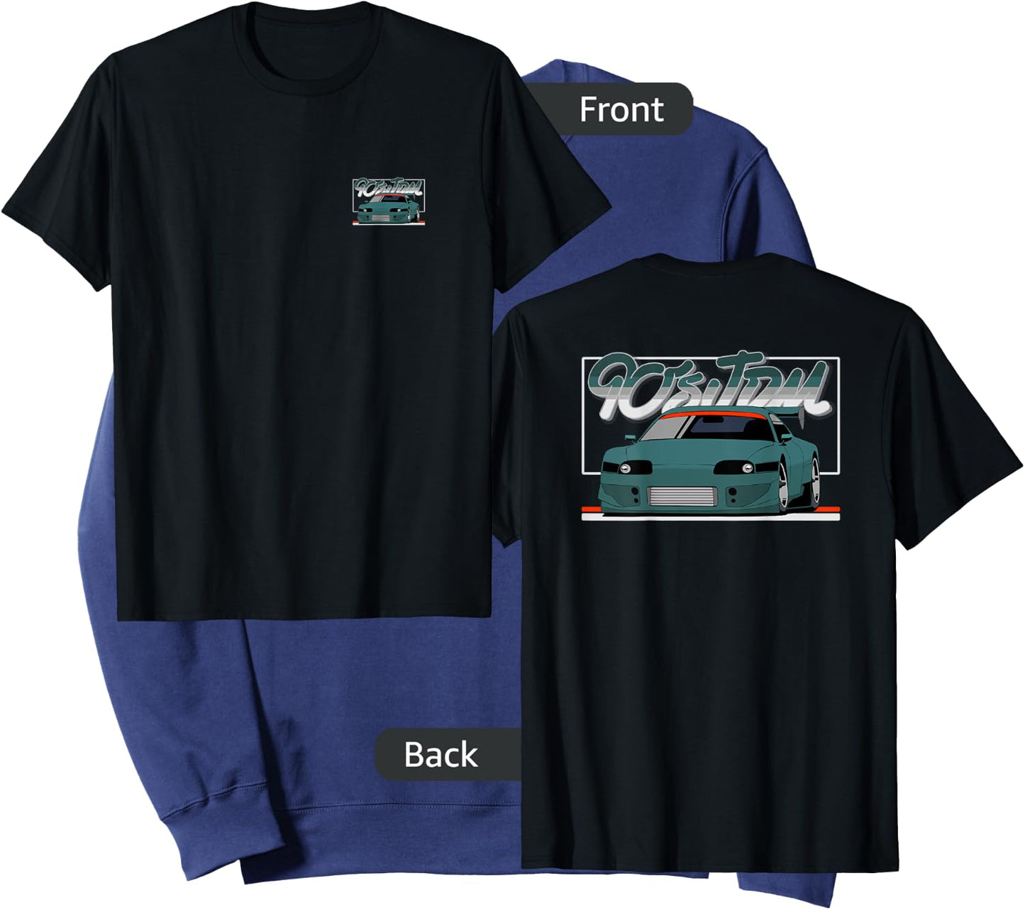 90s JDM TY MK4 GT Teal Car 2-Side Graphic Sweatshirt - Sweatshirt | Navy