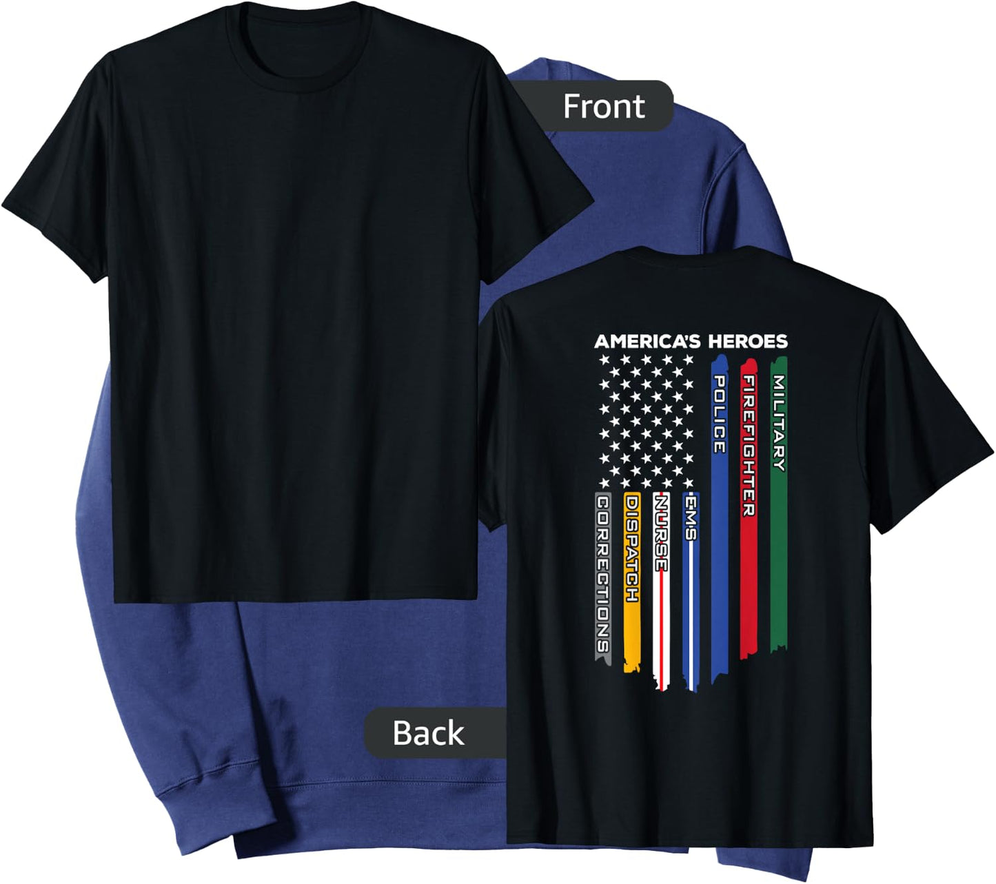 First Responders - Police Military Firefighter Nurse - Back Small Sweatshirt - Sweatshirt | Navy