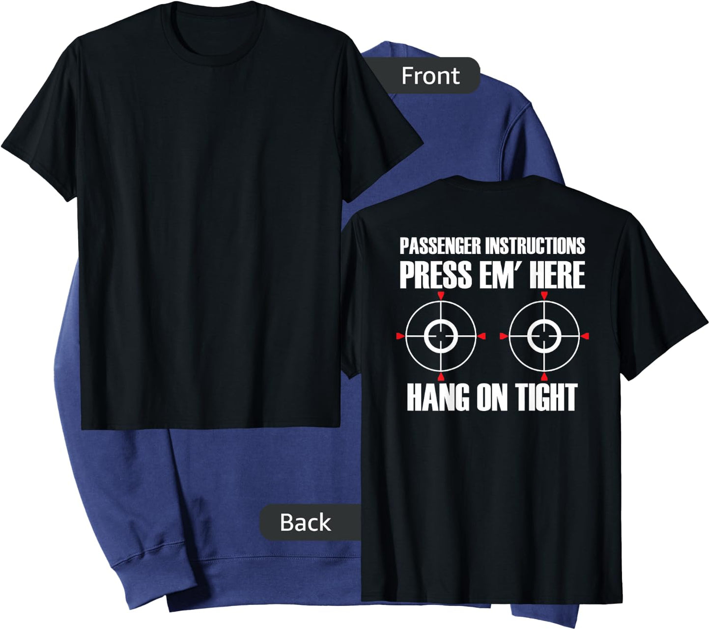 BACK PRINT Motorcycle Passenger Instructions Press Em' Here Sweatshirt - Sweatshirt | Navy