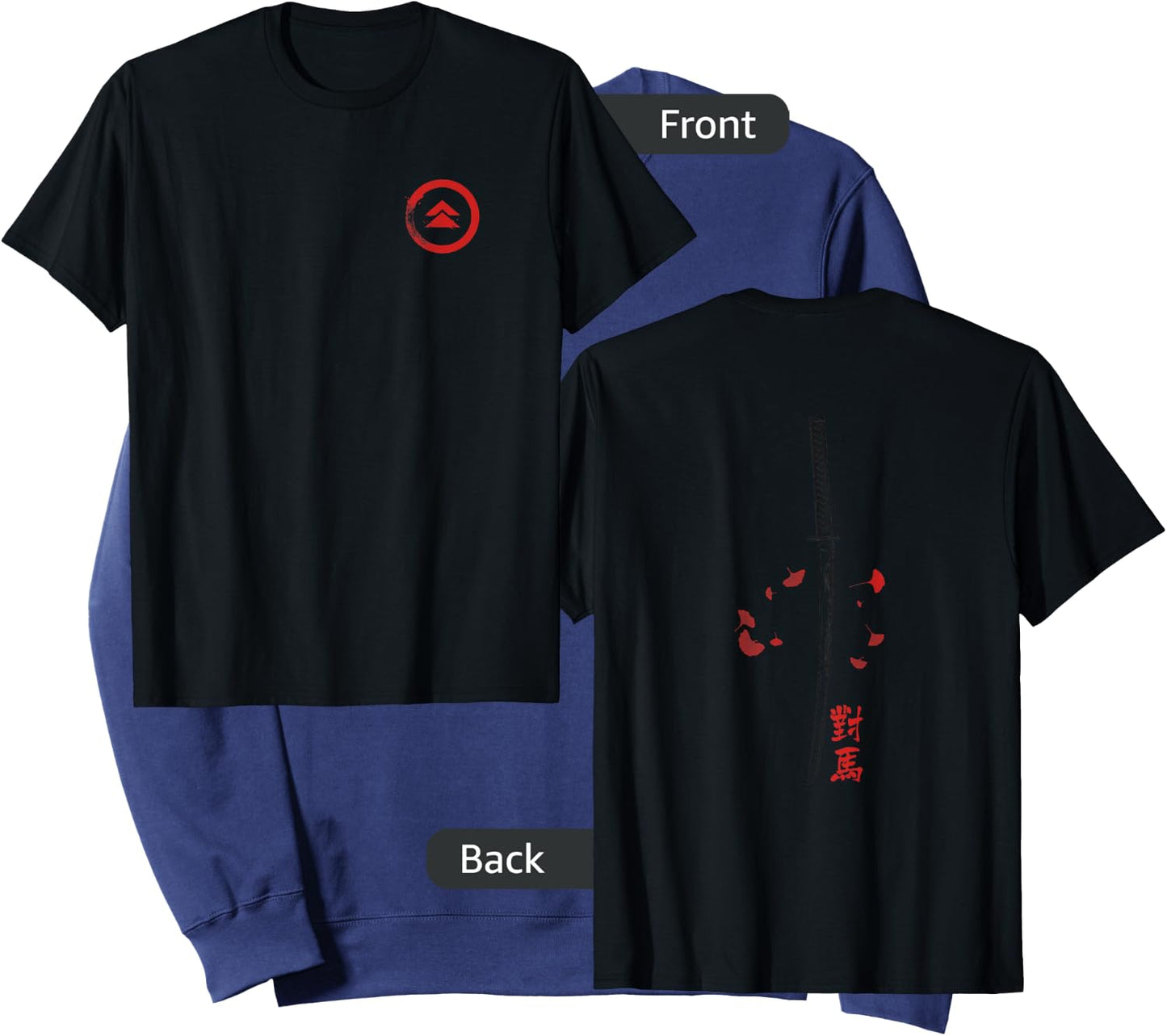 Ghost of Tsushima Front and Back Katana Leaves Video Game Sweatshirt - Sweatshirt | Navy