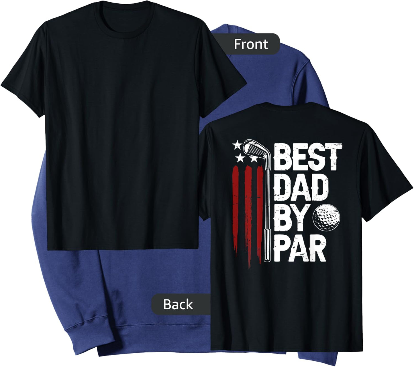 Golf Best Dad By Par Daddy Golfer American Flag On Back Men Sweatshirt - Sweatshirt | Navy