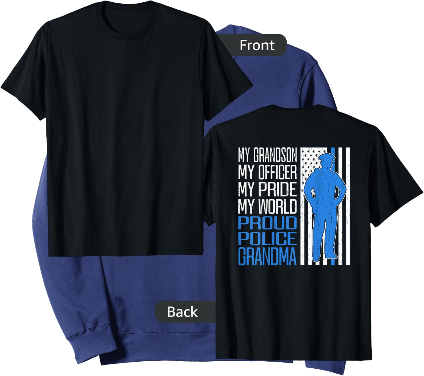 My Grandson My Officer Thin Blue Line Proud Police Grandma Sweatshirt - Sweatshirt | Navy