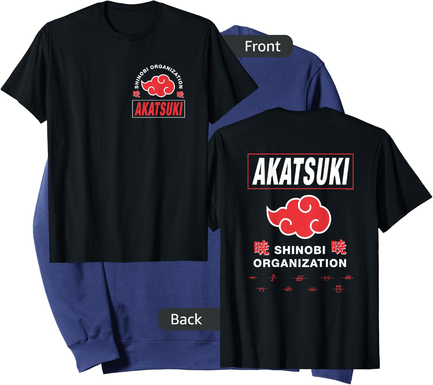 Naruto Shippuden Akatsuki Shinobi Org Front Back Anime Sweatshirt - Sweatshirt | Navy