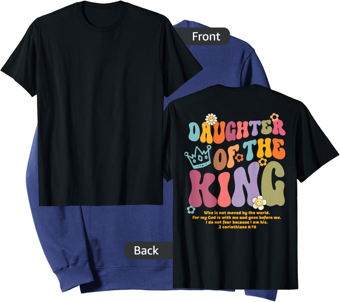 Christian Bible Verse Daughter of-the King Corinthians 6:18 Sweatshirt - Sweatshirt | Navy