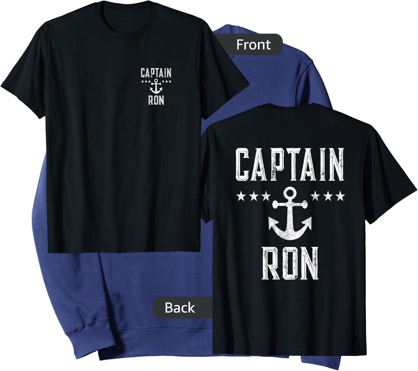 (Printed Both Sides) Retro Captain Ron Personalized Boating Sweatshirt - Sweatshirt | Navy