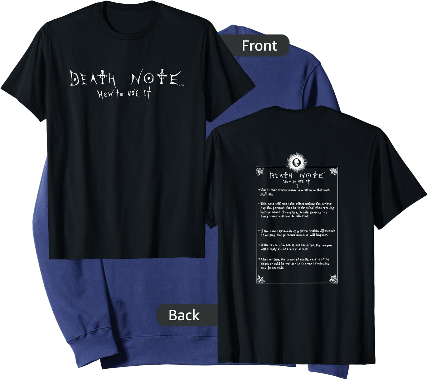 Death Note How to Use It Front and Back Anime Sweatshirt - Sweatshirt | Navy