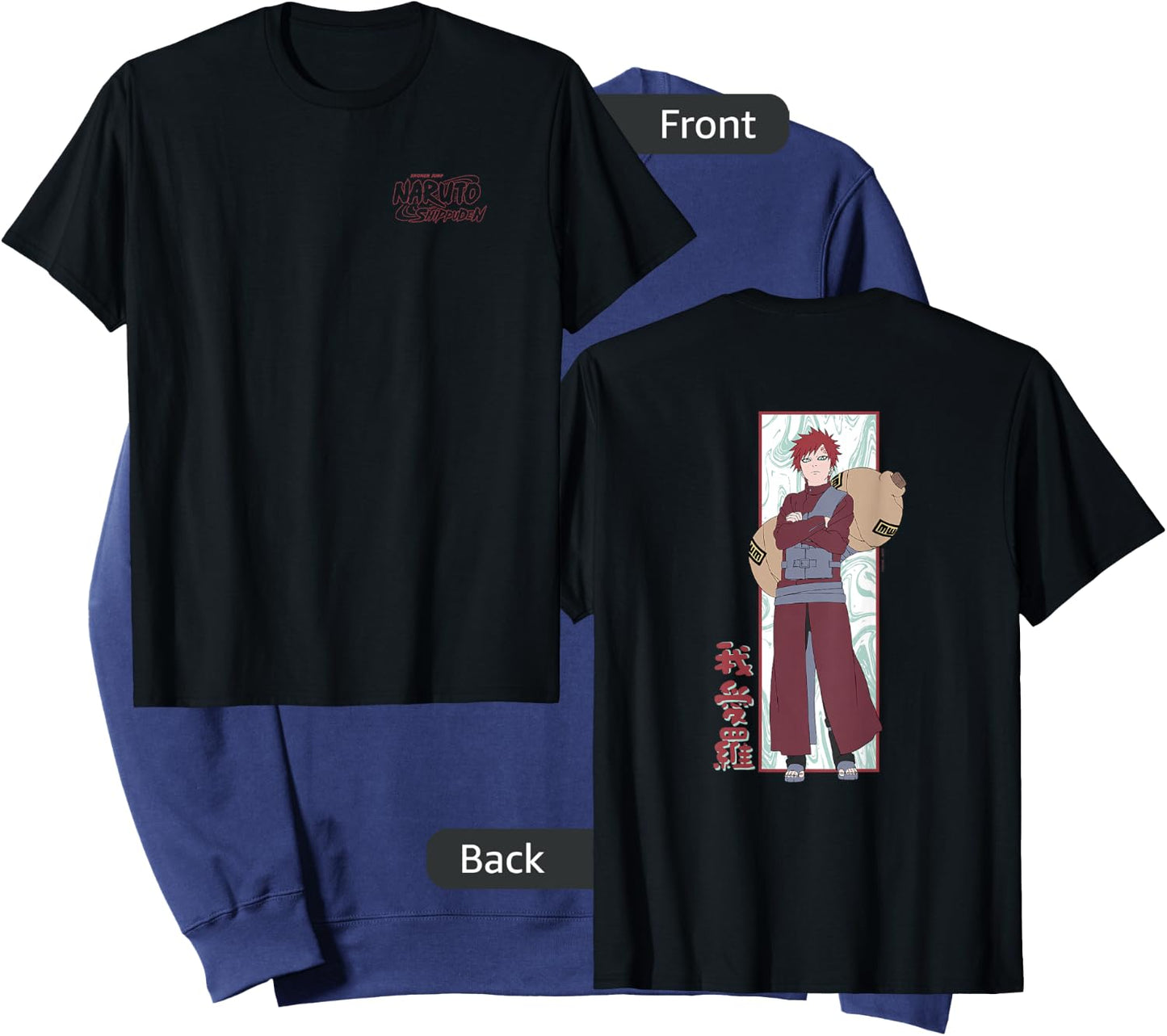 Naruto Shippuden Gaara Marble Background Front Back Anime Sweatshirt - Sweatshirt | Navy
