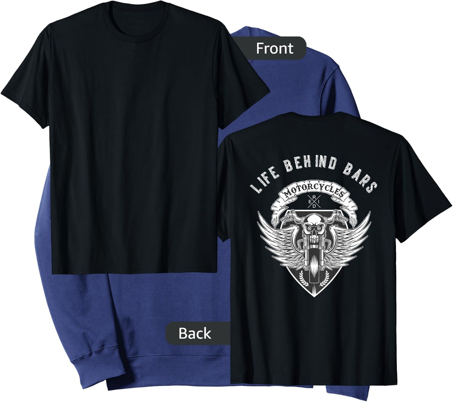 Life Behind Bars Motorcycle Skull - on back Sweatshirt - Sweatshirt | Navy