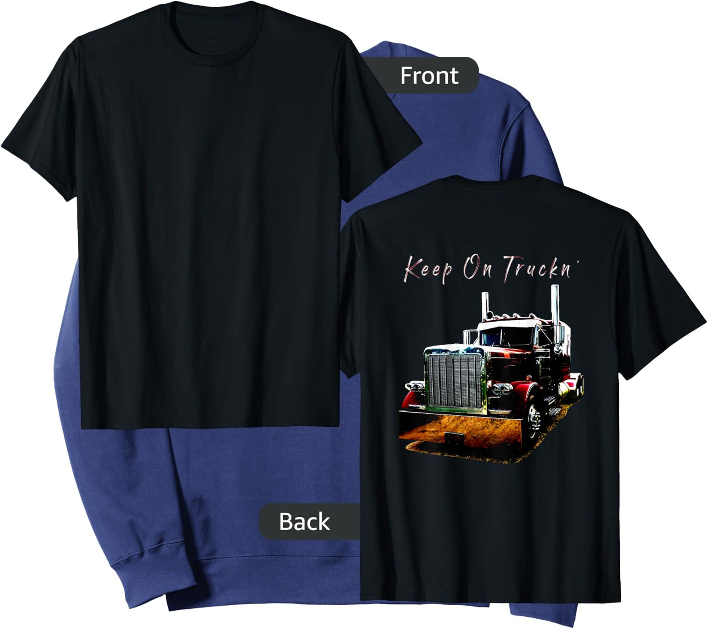 Adult and Youth Semi Truck Keep On Truckn Back Design Sweatshirt - Sweatshirt | Navy