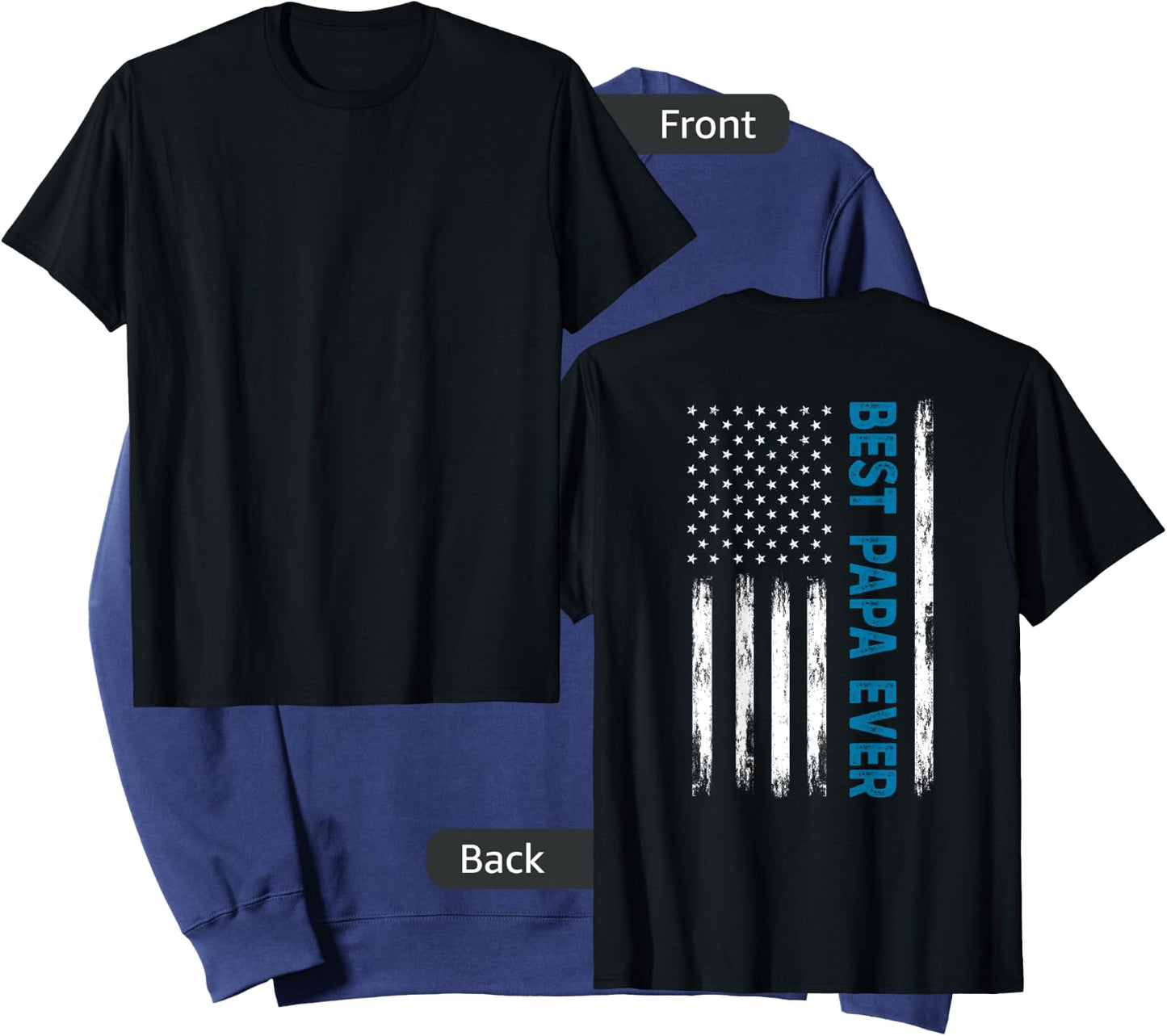 Father's Day Best Papa Ever With US American Flag (on back) Women Men Sweatshirt - Sweatshirt | Navy