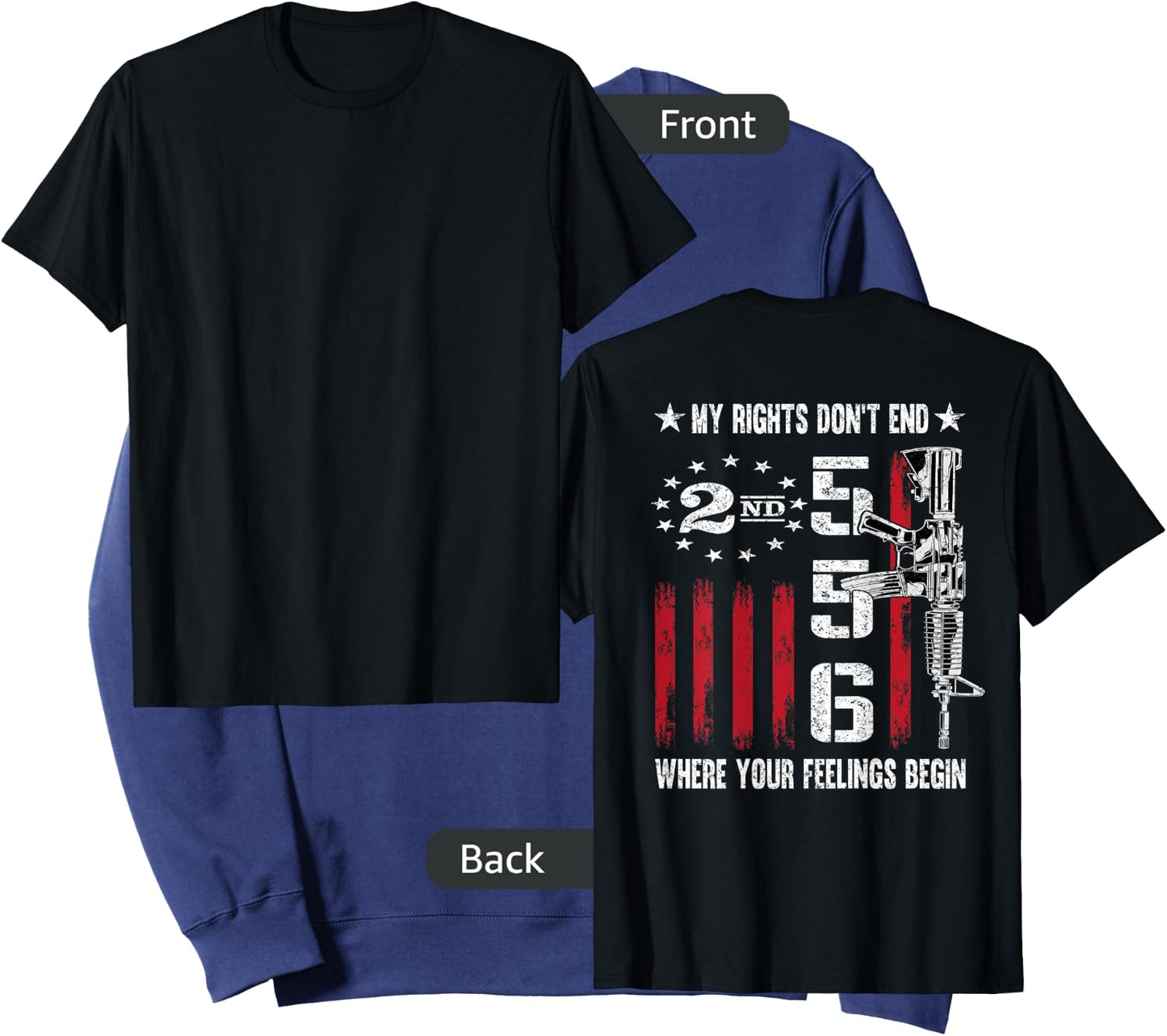 2nd Amendment Feelings America USA Patriotic Funny On Back Small Sweatshirt - Sweatshirt | Navy