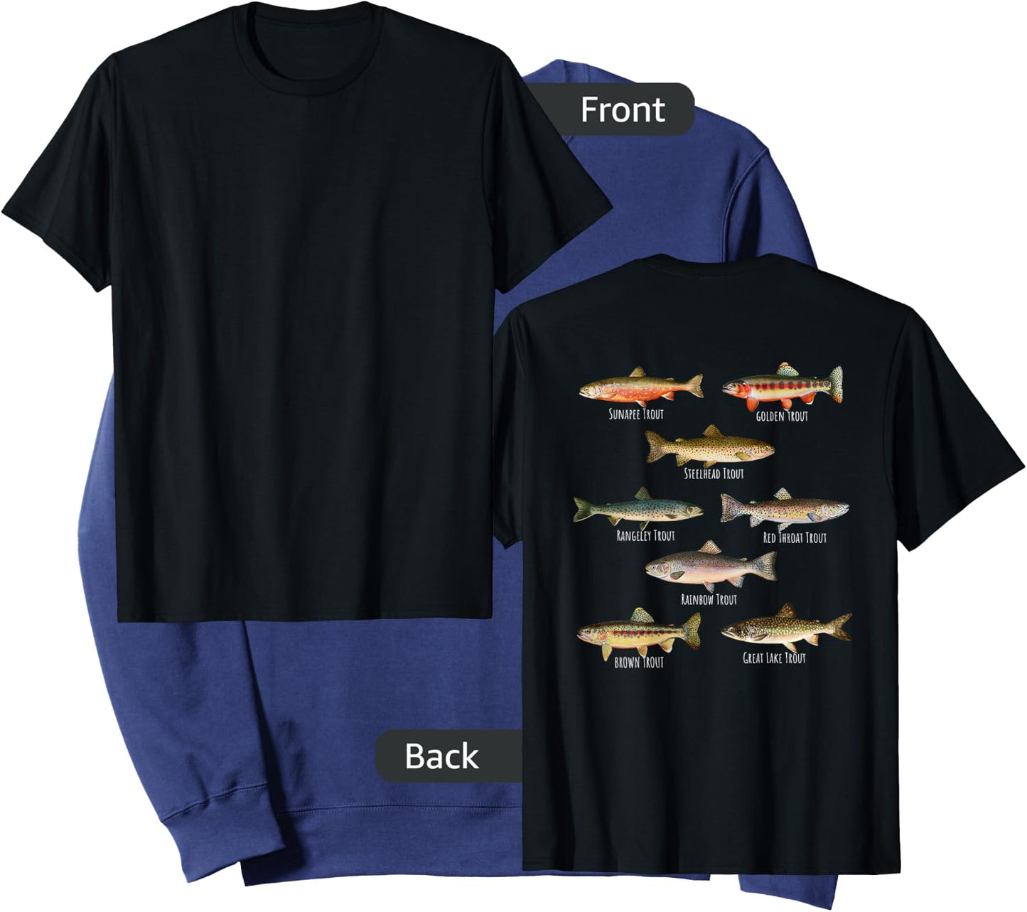 Types Of Trout Fish Species - Fishing Gift DESIGN ON BACK Sweatshirt - Sweatshirt | Navy