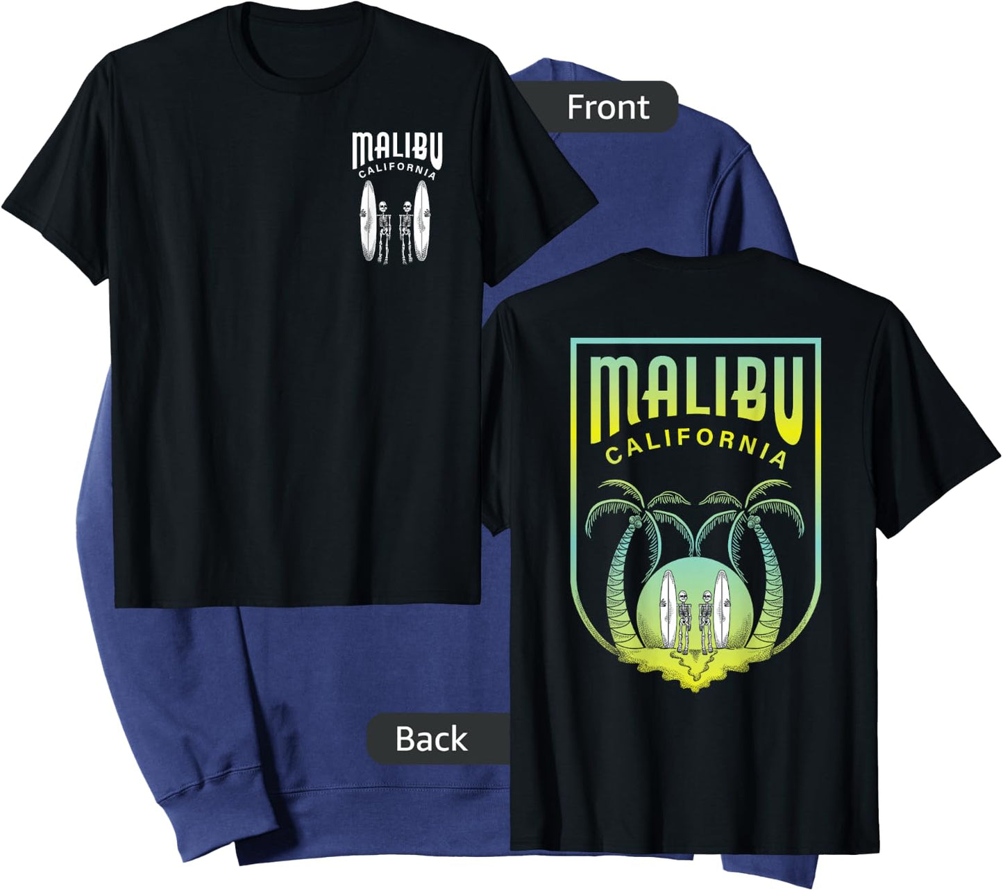 Malibu Beach California Surfing Art - Skeleton Surfers Women Kids Sweatshirt - Sweatshirt | Navy