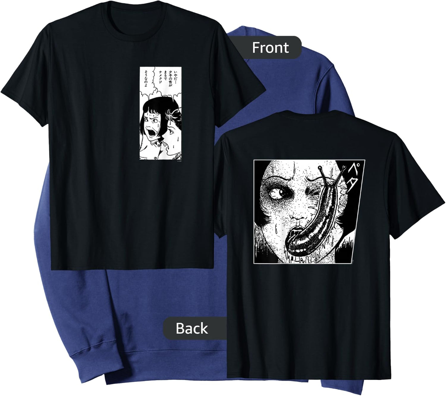 Junji Ito Black Slug Eye Print - Men's Small Classic Fit Sweatshirt - Sweatshirt | Navy