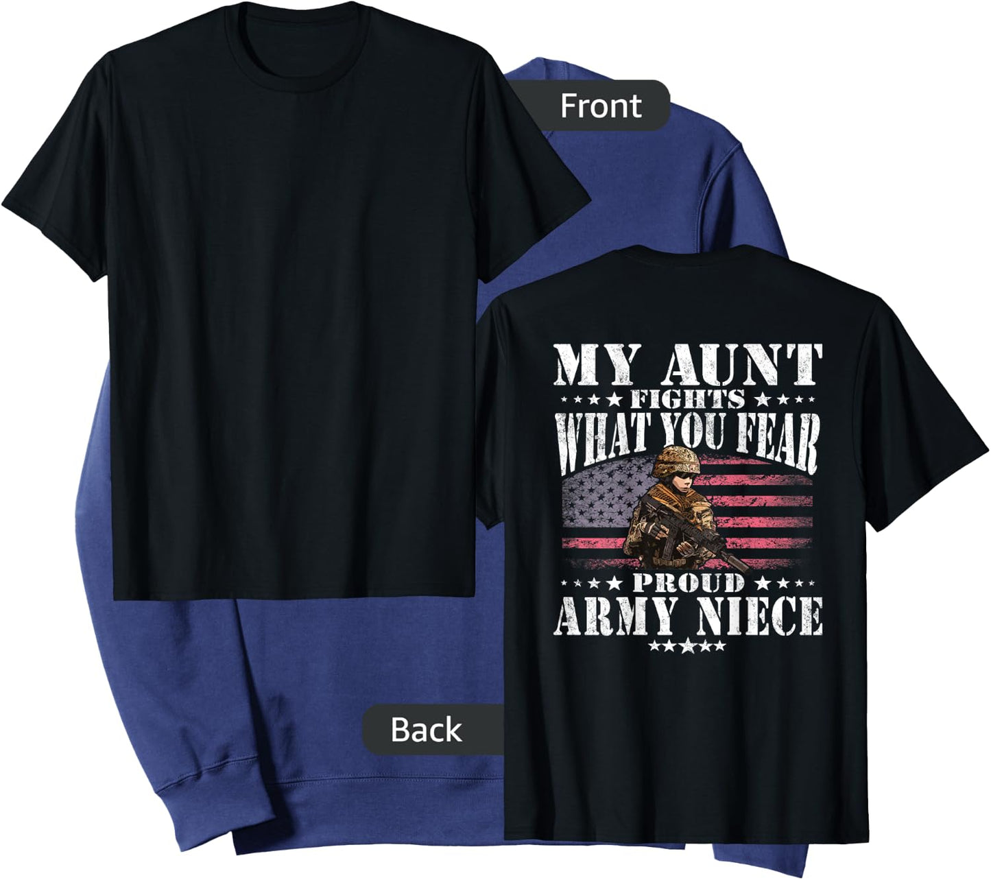 My Aunt Fights What You Fear Proud Army Niece Military Gift Sweatshirt - Sweatshirt | Navy