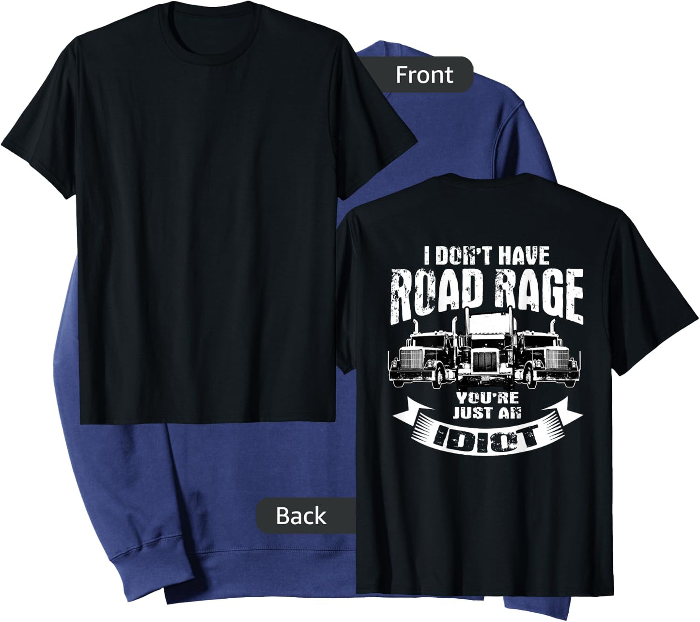 Trucker Gifts Tractor Trailer 18 Wheeler Design On Back Sweatshirt - Sweatshirt | Navy