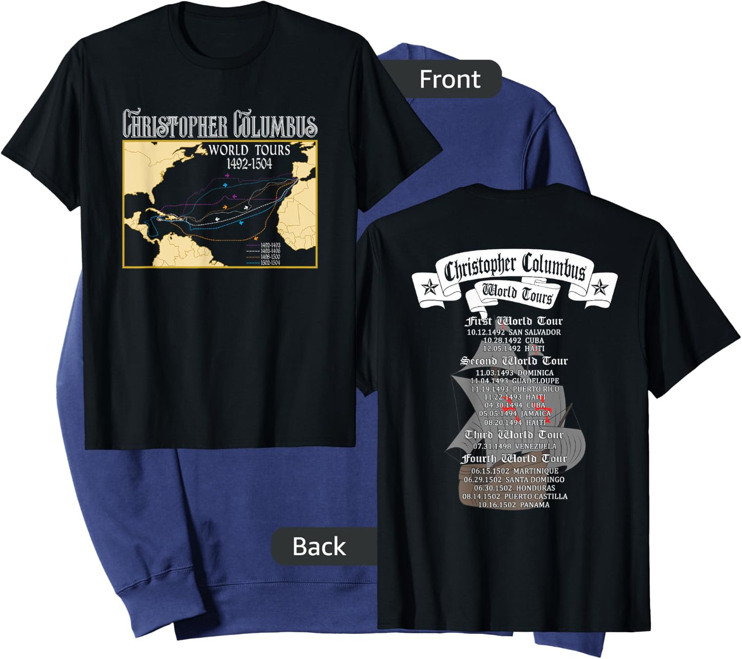 Christopher Columbus World Tours with Backprint Columbus Sweatshirt - Sweatshirt | Navy
