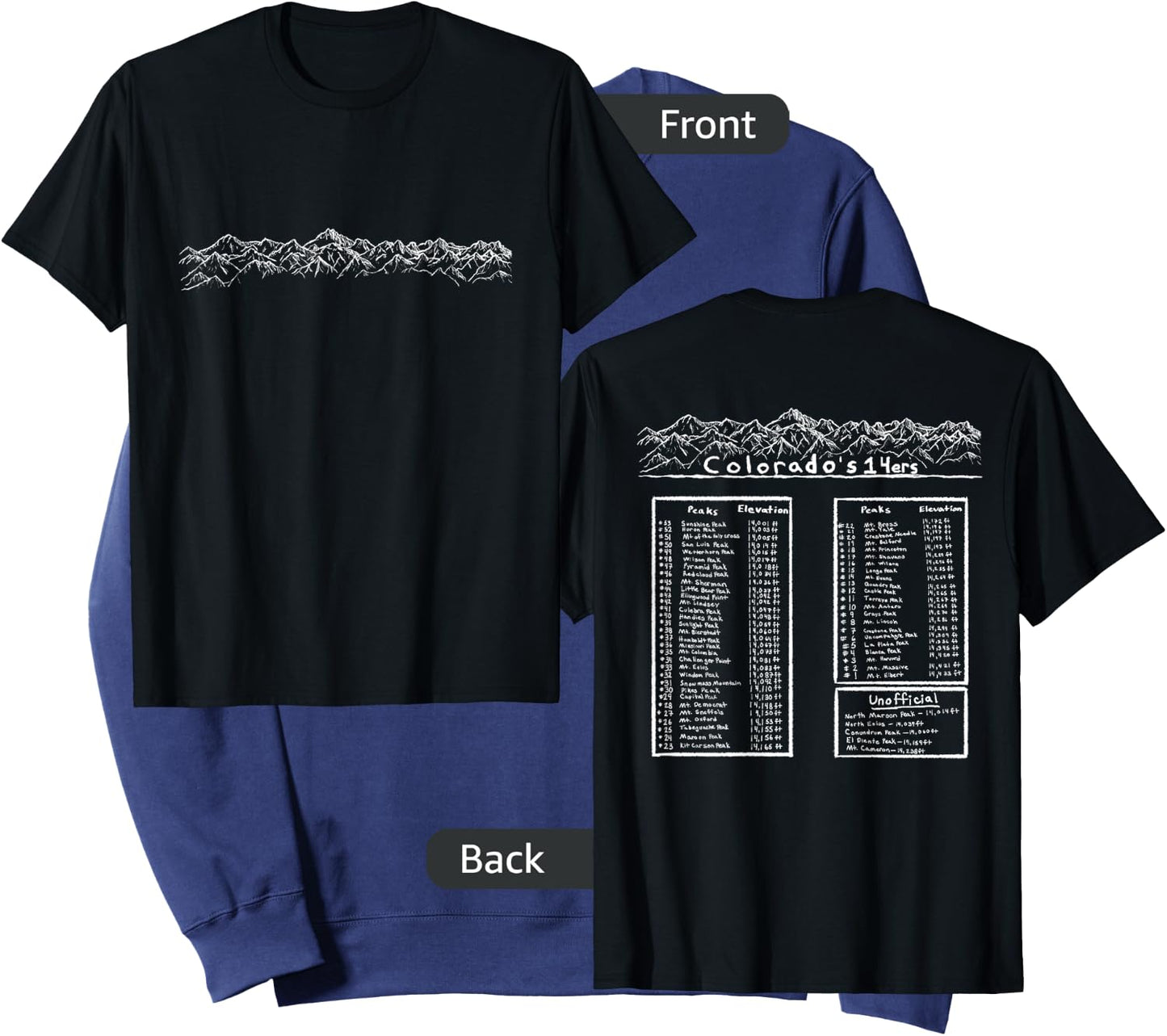 All the Colorado 14ers Mountain Outdoor Hiking Gift Sweatshirt - Sweatshirt | Navy