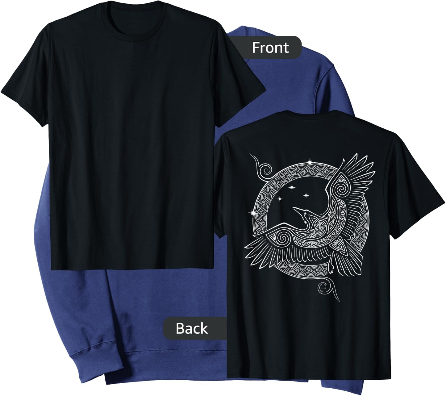 Raven Knotwork Moon Viking (on Back) Sweatshirt - Sweatshirt | Navy