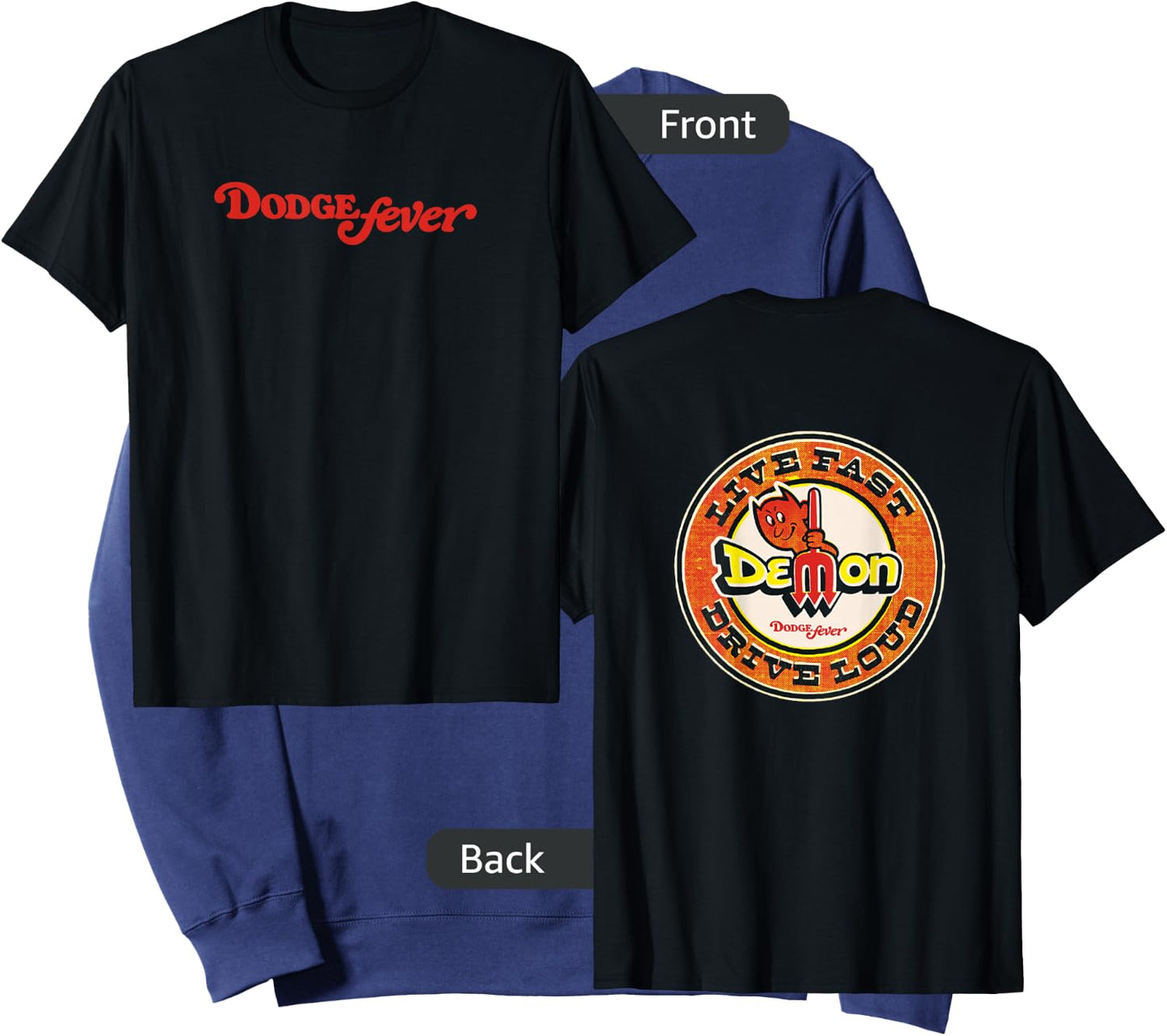Dodge Fever Demon - Black, Adult, Short Sleeve, , Letter Print, Modern Vintage Style Sweatshirt - Sweatshirt | Navy