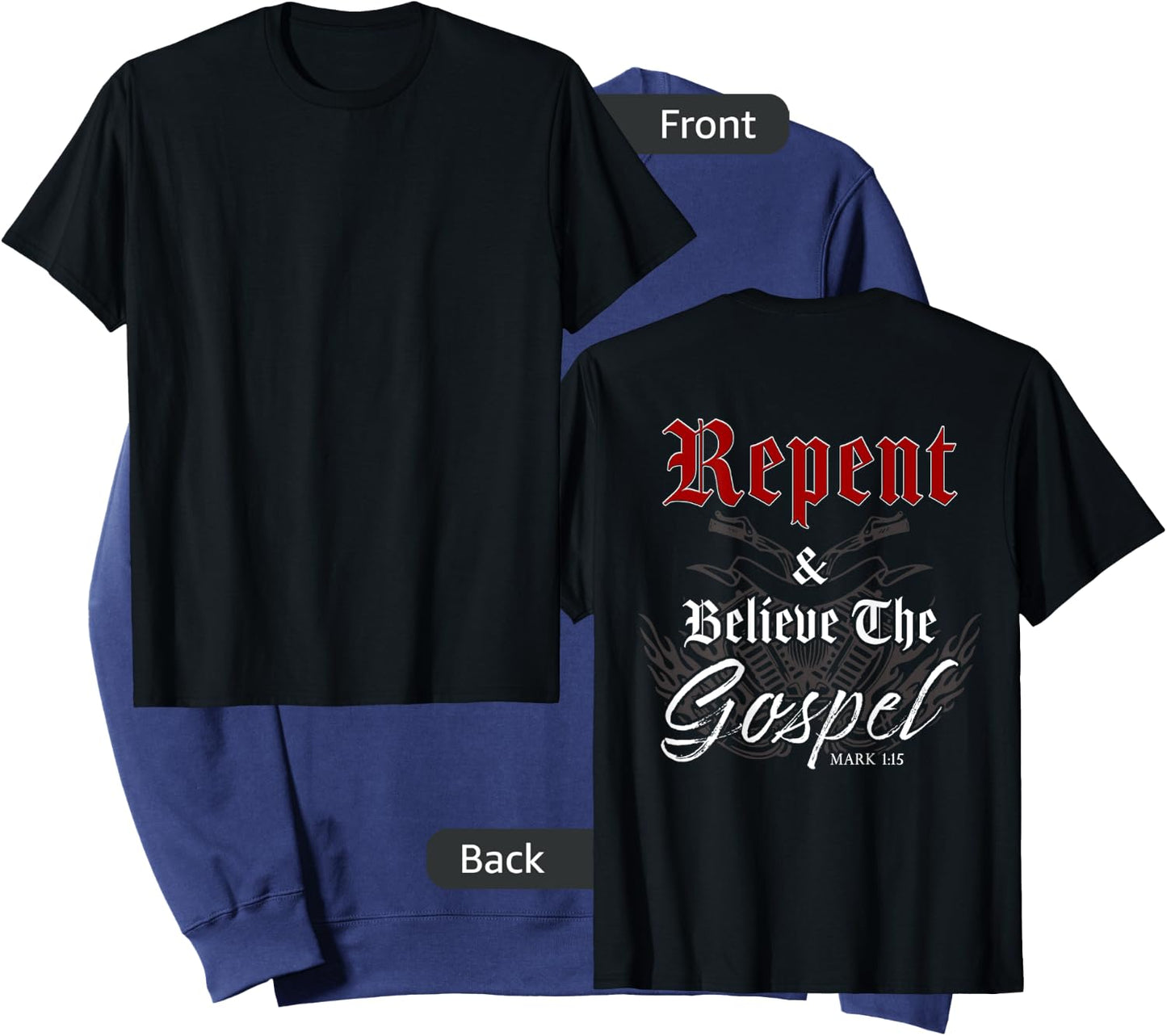 Repent & Believe the Gospel Motorcycle Christian Faith Biker Sweatshirt - Sweatshirt | Navy