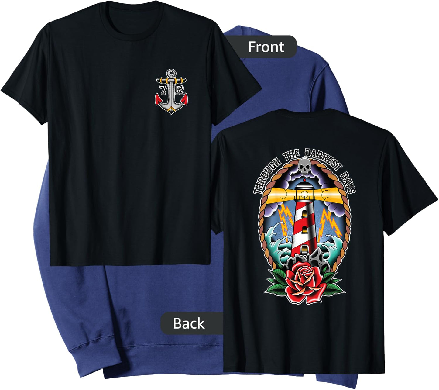 Lighthouse Old School Tattoo Art, Through The Darkest Days Sweatshirt - Sweatshirt | Navy