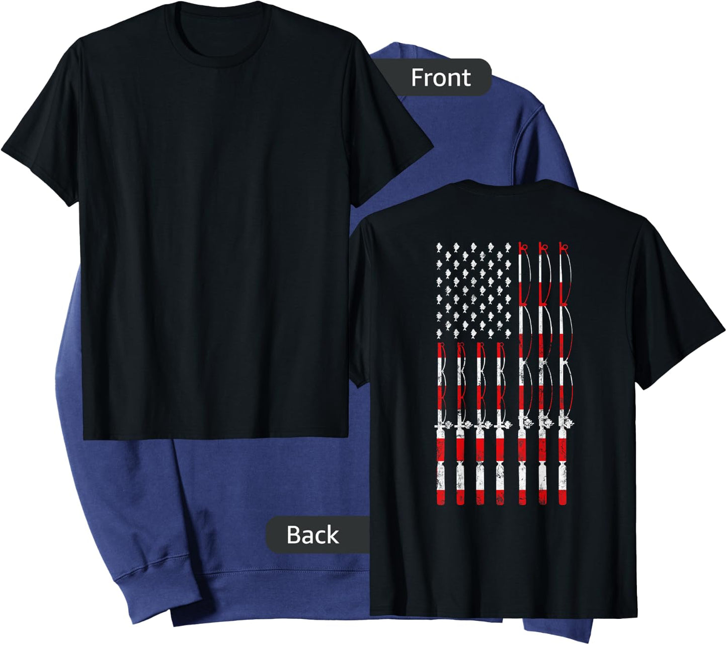 Fishing Pole American USA Flag Patriotic Fishing gift Sweatshirt - Sweatshirt | Navy
