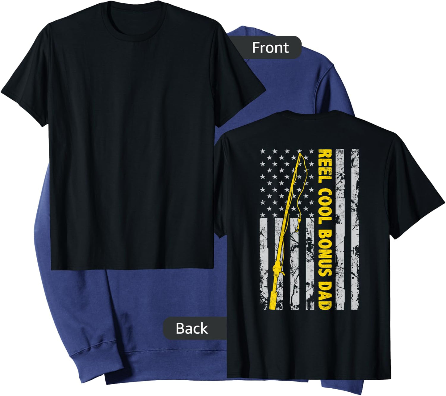 Reel cool Bonus Dad Fishing American Flag gift Fisherman Dad Sweatshirt - Sweatshirt | Navy