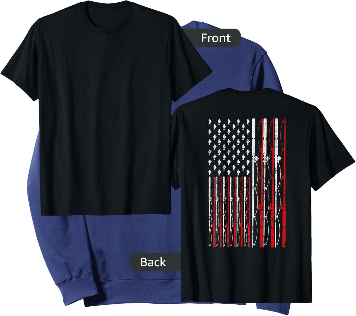 Fishing Rod American Flag Funny Vintage Fishing Sweatshirt - Sweatshirt | Navy